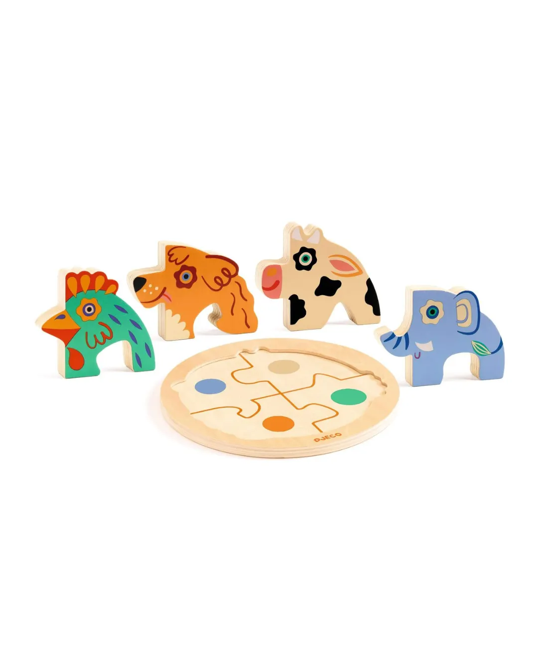 Djeco - drewniane okrągłe puzzle RONDO DOG