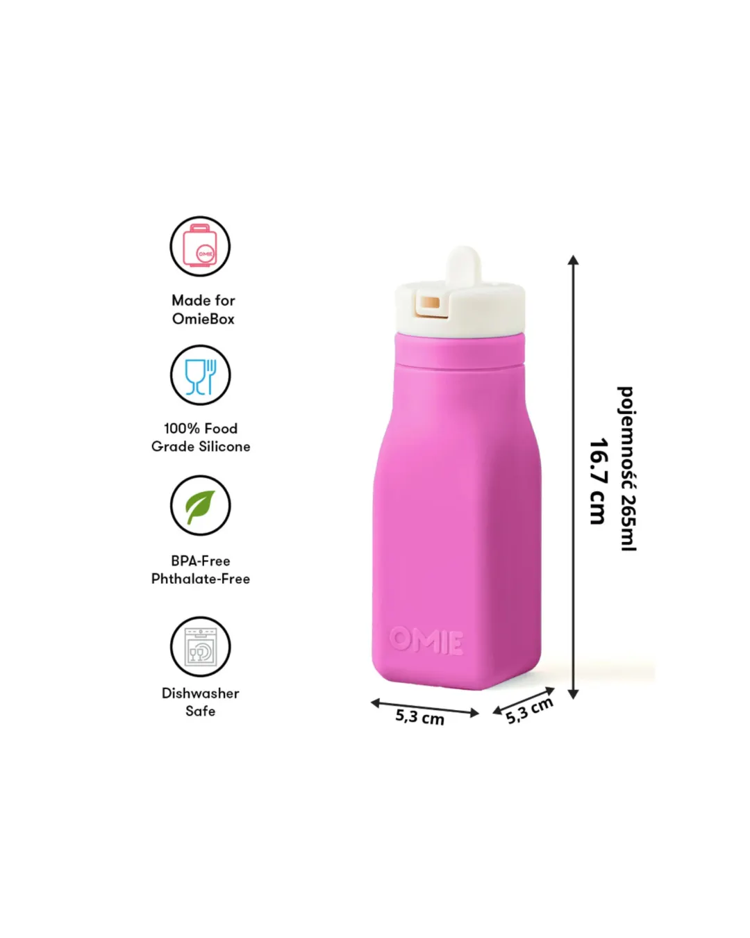 OMIE - OMIEBOTTLE silikonowy bidon dla dzieci Pink OMIE - OMIEBOTTLE silikonowy bidon dla dzieci Pink