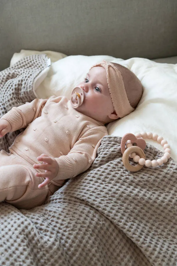 Bamboom - dzianinowe półśpiochy ze stopkami różowe