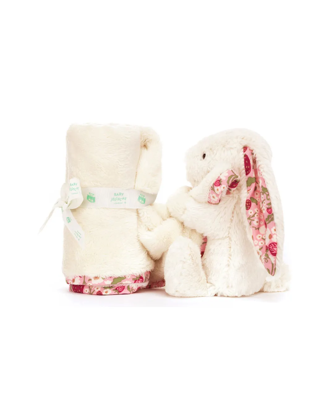 Jellycat - Króliczek z Kwiecistymi Uszami „Berry” Szmatka Przytulanka Kremowa 