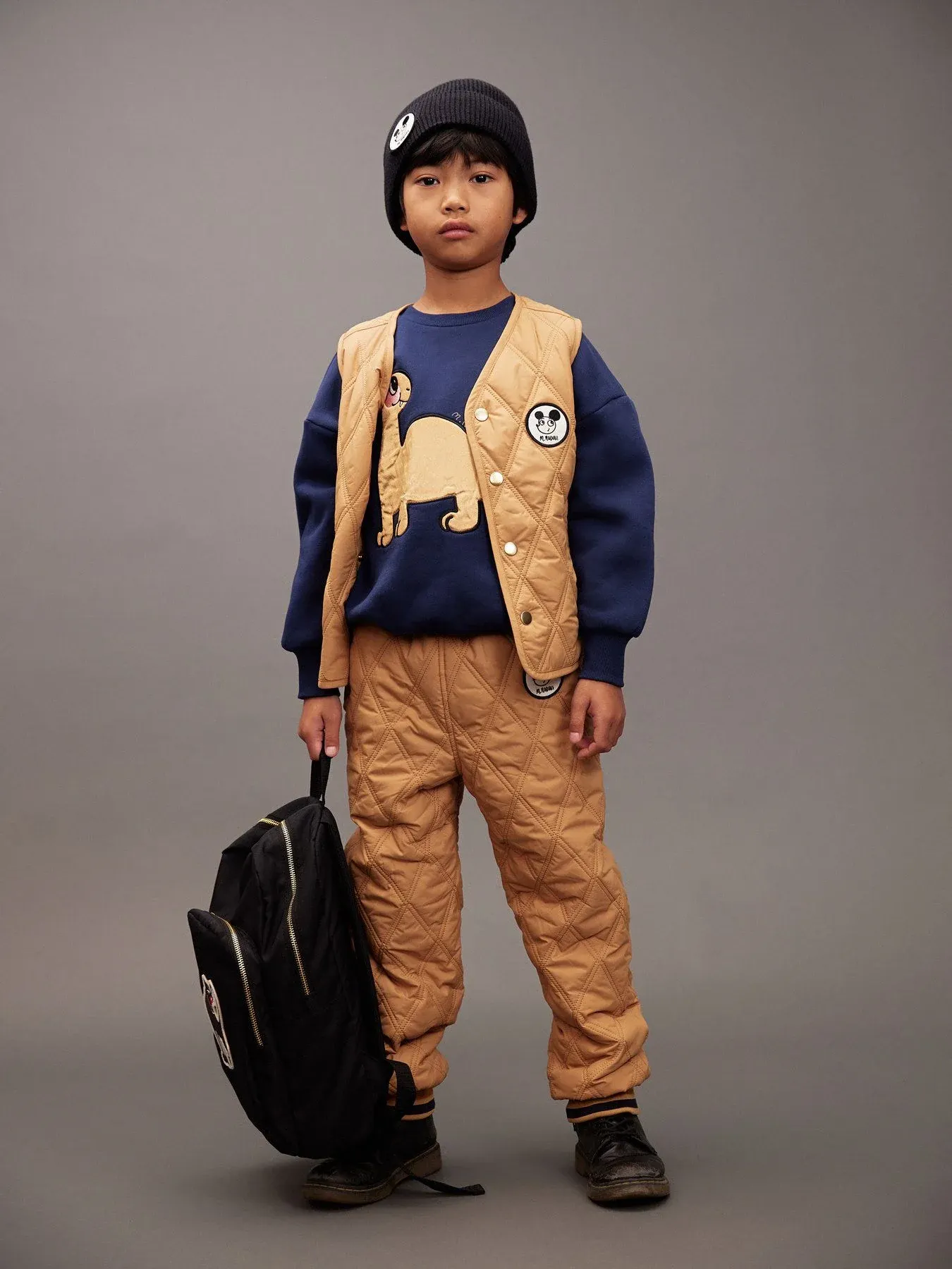 Mini Rodini - czapka beanie z naszywką Ritzratz czarna Mini Rodini - czapka beanie z naszywką Ritzratz czarna