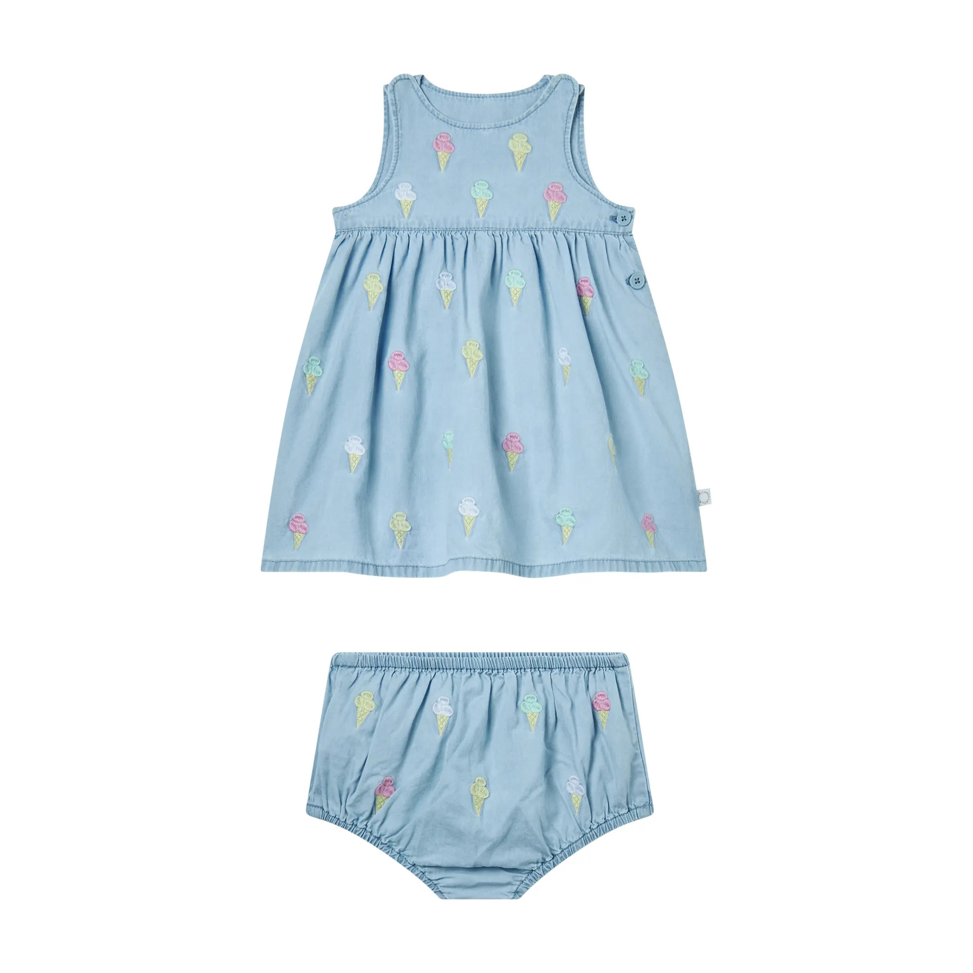 Stella McCartney - sukienka z bloomersami Ice Cream Embroidered Dress and Bloomers Set Stella McCartney - sukienka z bloomersami Ice Cream Embroidered Dress and Bloomers Set