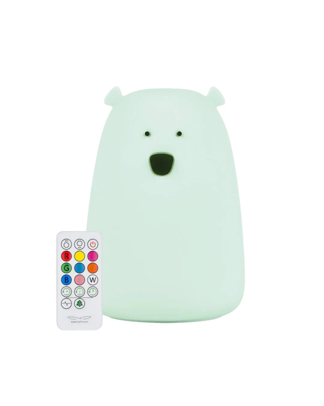 Rabbit & Friends - duży miś lampka silikonowa z pilotem Jasna Mięta