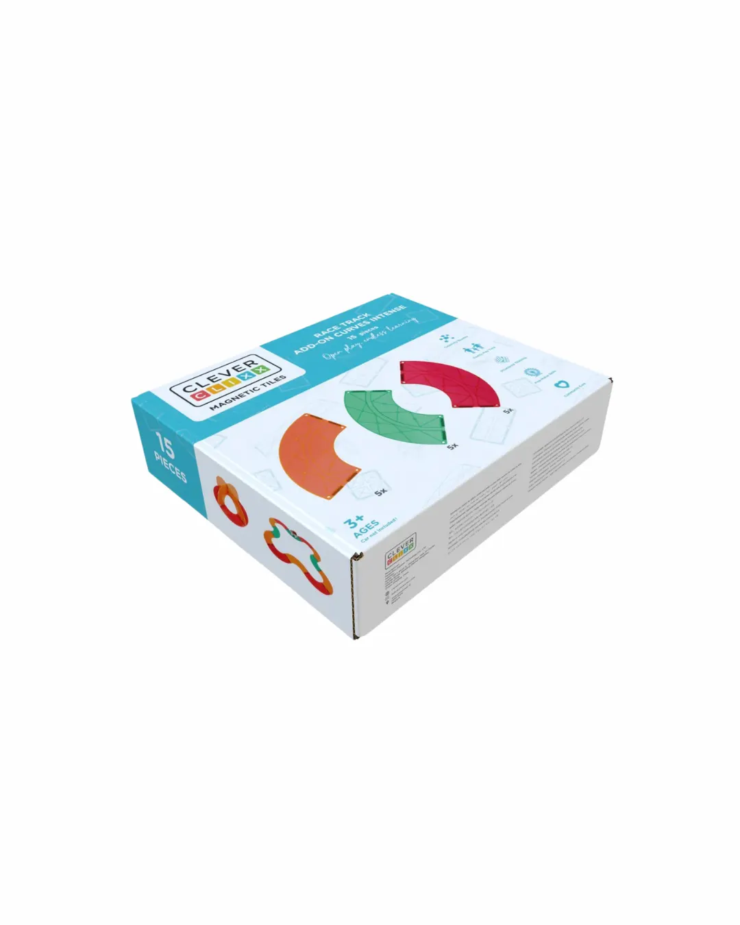 Cleverclixx - klocki magnetyczne Race Track Add-on Curves Intense 15 elementów
