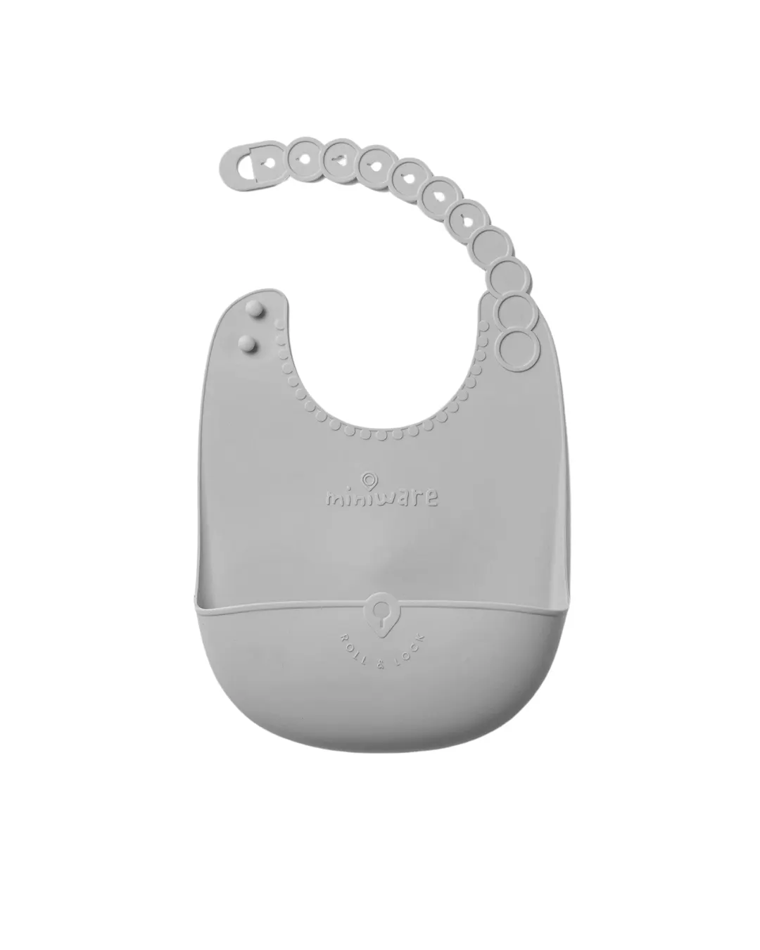 Miniware - silikonowy śliniak Roll & Lock Grey