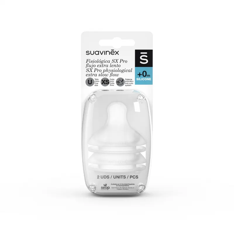 Suavinex - smoczki do butelek SX Pro przepływ ultra wolny +0m 2 szt.