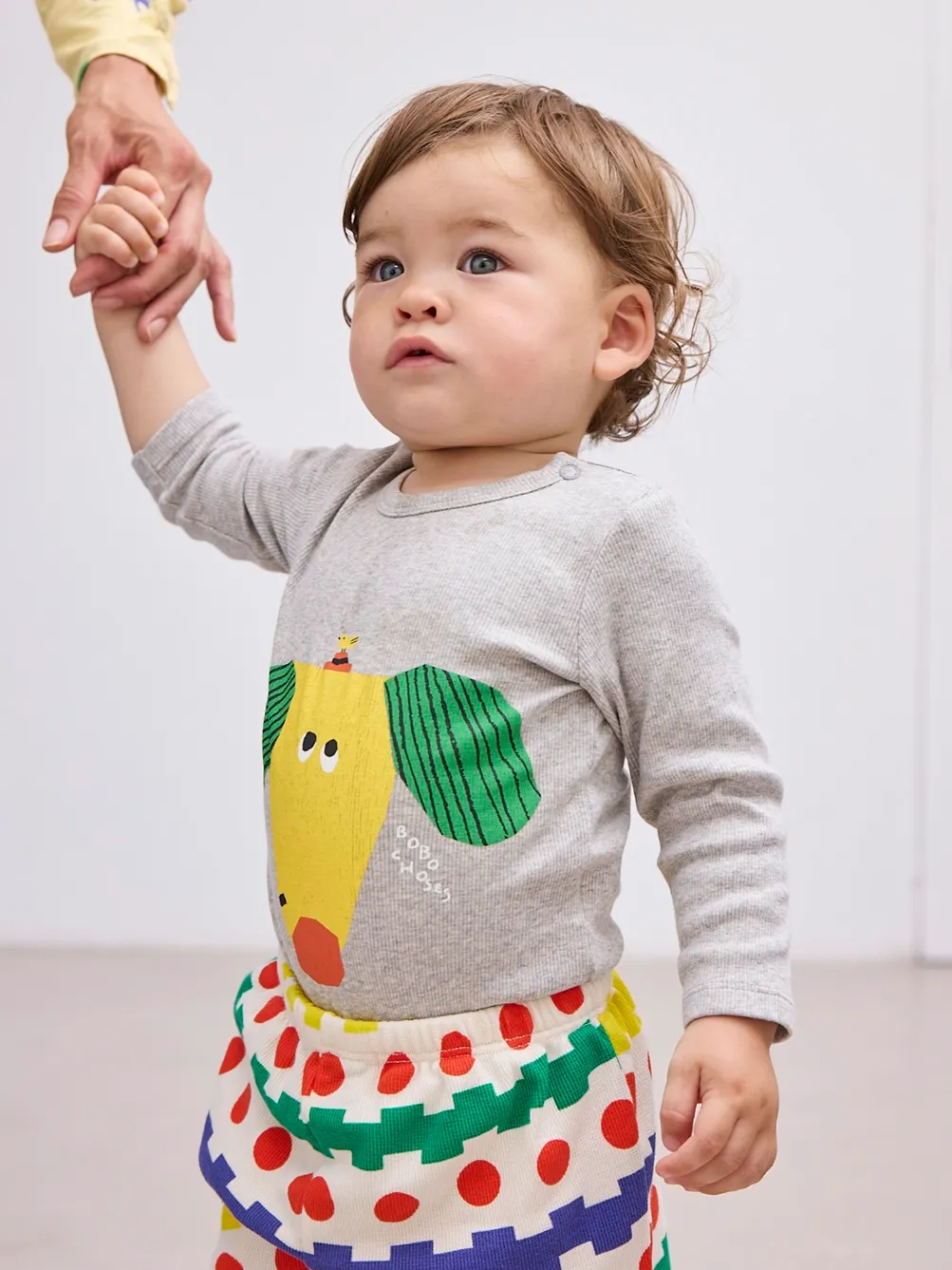 BOBO CHOSES - body niemowlęce Happy Dog heather grey melanżowo-szare