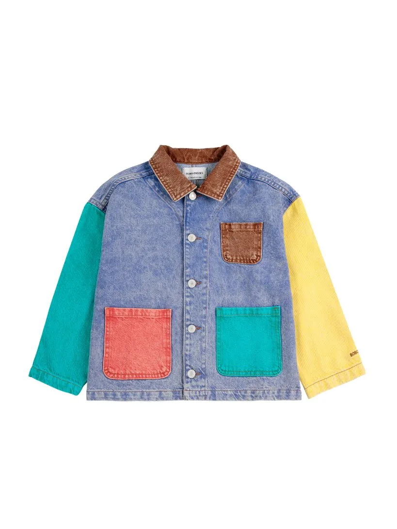 BOBO CHOSES - kurtka dziecięca jeansowa Color Block multicolor