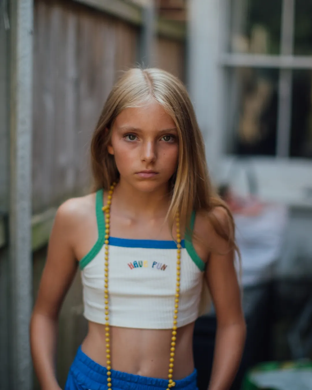 BOBO CHOSES - krótki top na ramiączkach Have Fun Off-White