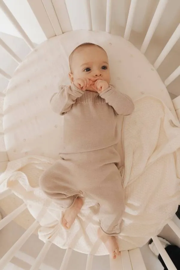 Bamboom - dzianinowy pajacyk bez stópek kamelowy Bamboom - dzianinowy pajacyk bez stópek kamelowy