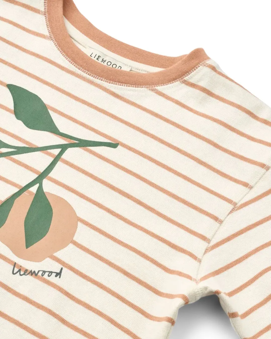 Liewood - koszulka T-shirt z krótkim rękawem w paski Tyler Placement Peach Stripe tuscany rose creme de la creme 