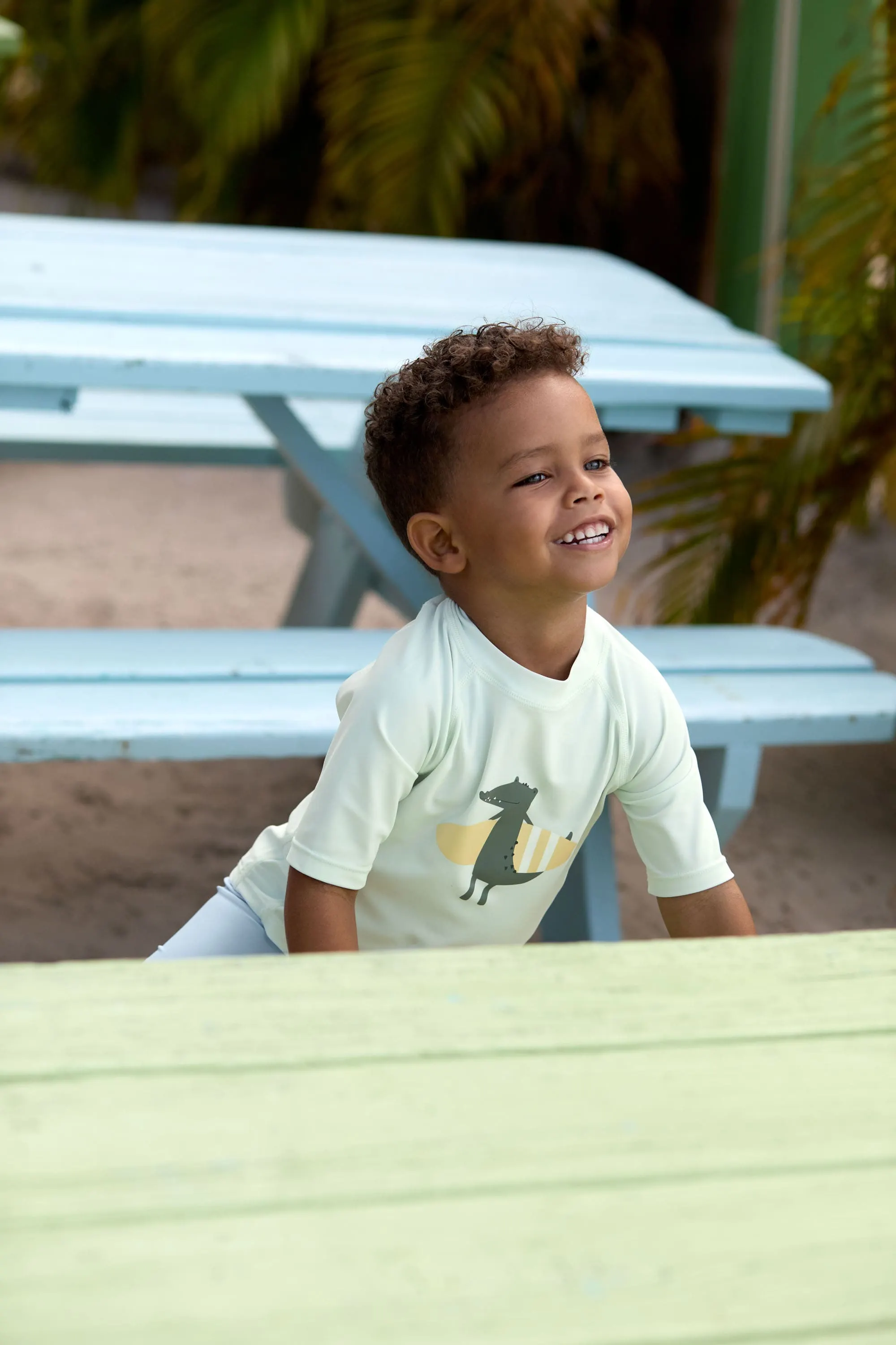 Lassig - dziecięca koszulka z krótkim rękawem Rashguard LSF UV Crocodile sea foam