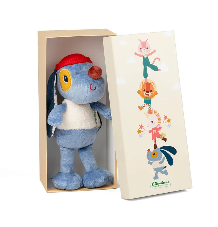 Lilliputiens - przytulanka w ozdobnym pudełku Piesek Jules 3m+ Lilliputiens - przytulanka w ozdobnym pudełku Piesek Jules 3m+