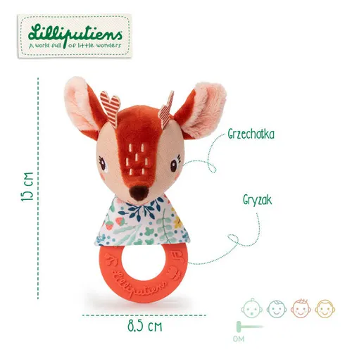 Lilliputiens - grzechotka z silikonowym gryzakiem Sarenka Stella 0 m+ Lilliputiens - grzechotka z silikonowym gryzakiem Sarenka Stella 0 m+