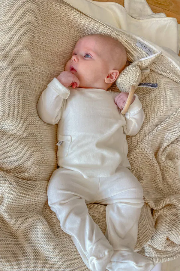 Bamboom - bambusowa bluzka niemowlęca z długim rękawem Pure kremowa