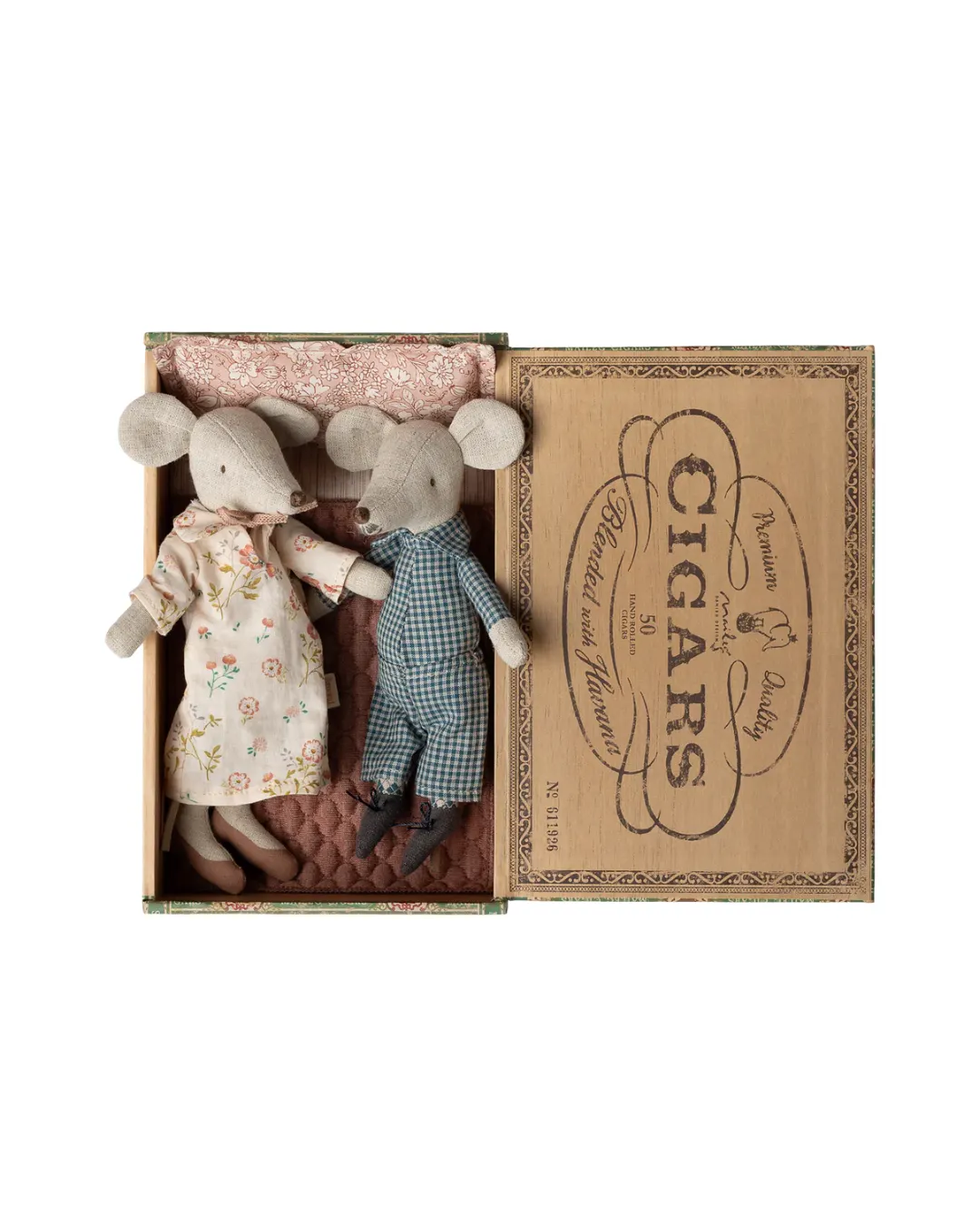 Maileg - myszki babcia i dziadek w pudełku po cygarach Maileg - myszki babcia i dziadek w pudełku po cygarach