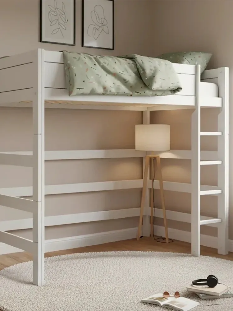 LIFETIME Kidsrooms - łóżko wysokie High Sleeper 177 cm z drabinką 120x200 cm White Premium