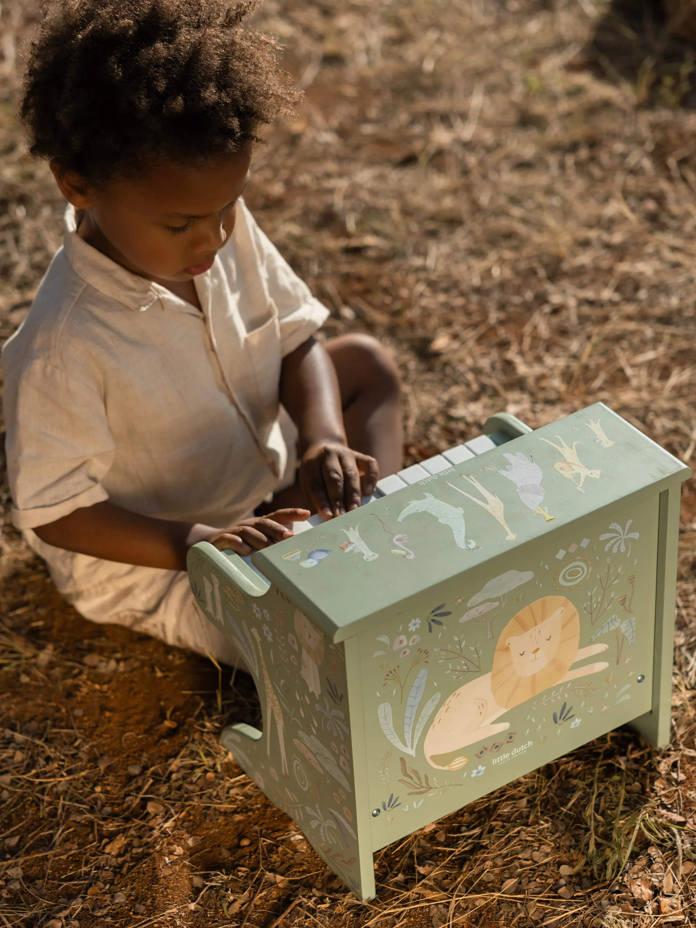 Little Dutch - drewniane pianino Safari Friends FSC zielone
