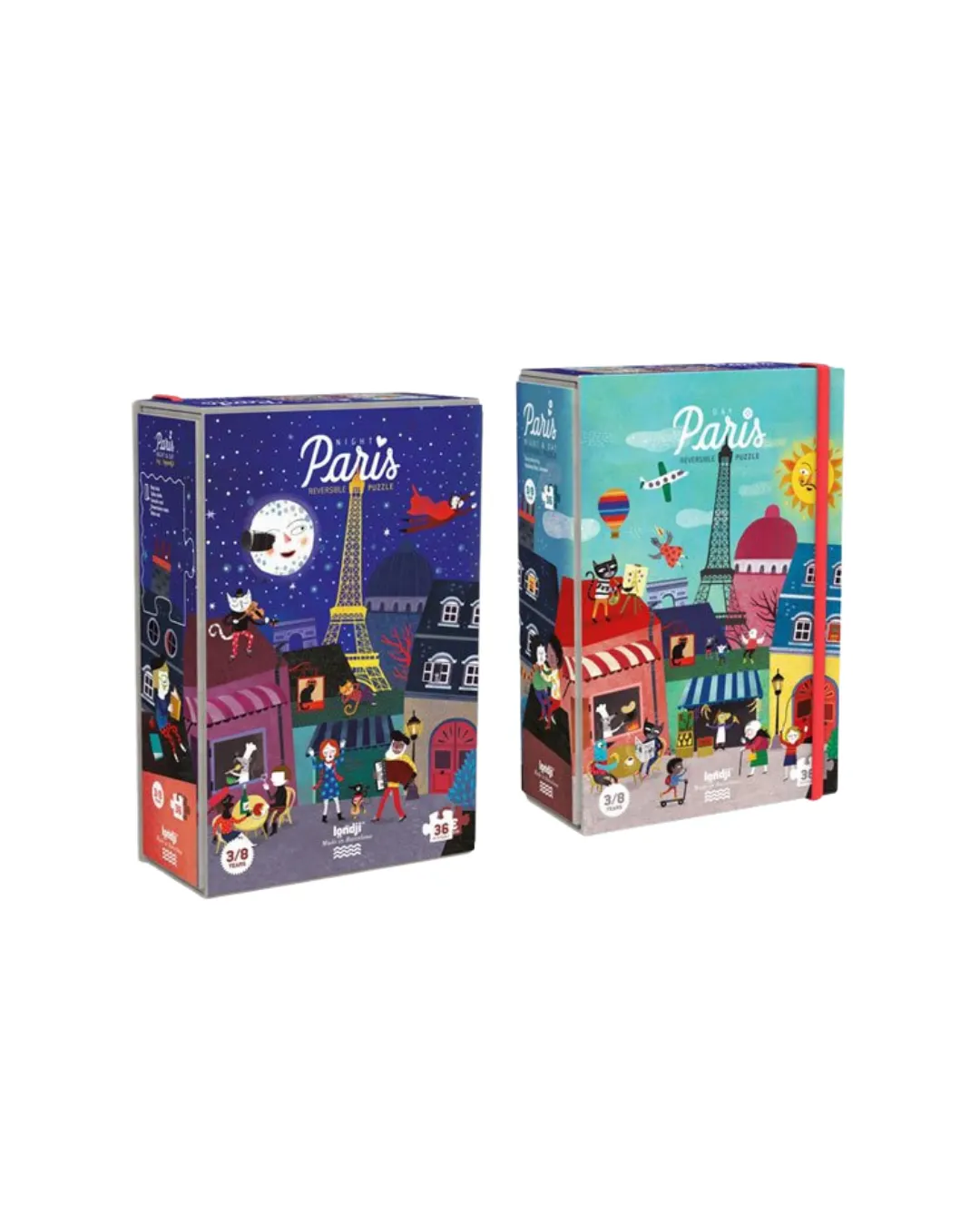 Londji - dwustronne puzzle dla dzieci Paryż Dzień i Noc