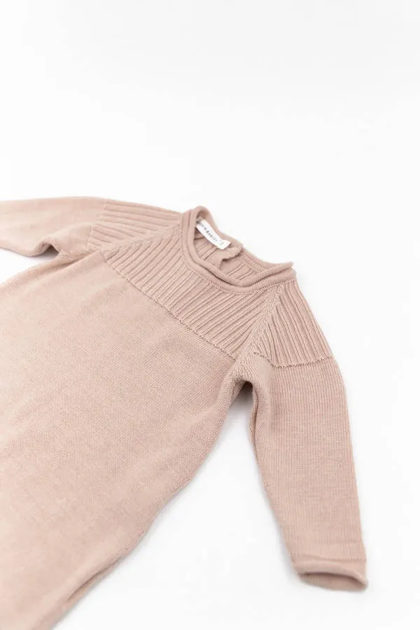 Bamboom - dzianinowy pajacyk bez stópek różowy