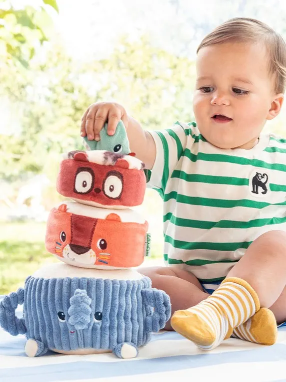 Lilliputiens - piramida dźwiękowa sensoryczne klocki z grzechotkami Zwierzątka Lilliputiens - piramida dźwiękowa sensoryczne klocki z grzechotkami Zwierzątka