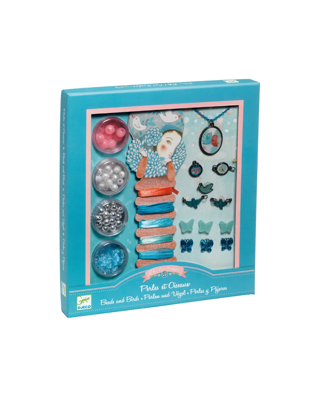 Djeco - zestaw do robienia biżuterii dla dzieci Perły i ptaki