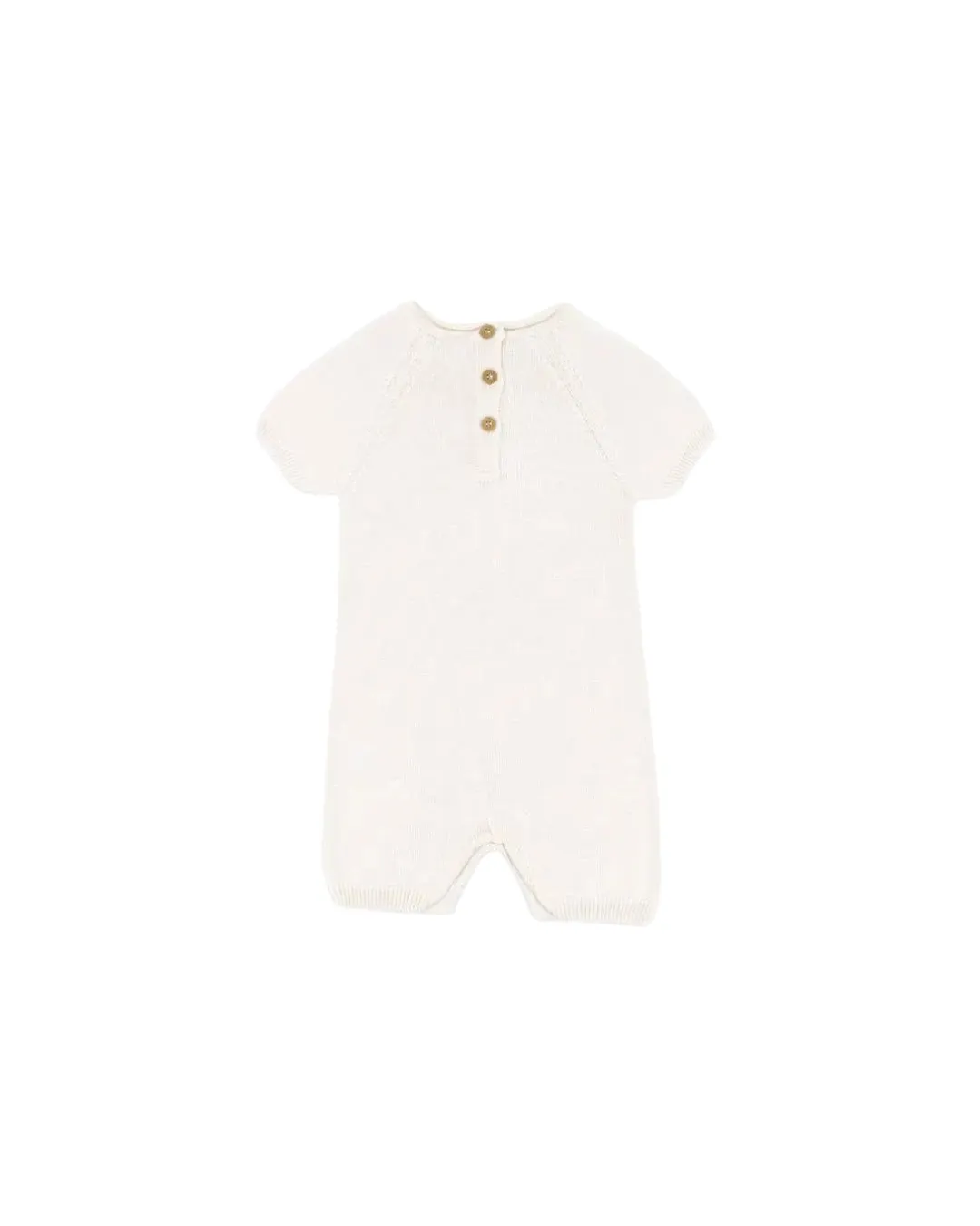 Bamboom - biały dzianinowy rampers w ażurowe paski Bamboom - biały dzianinowy rampers w ażurowe paski