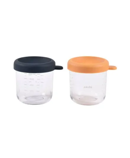 Beaba - zestaw pojemników słoiczków szklanych z zamknięciem 2 x 250 ml Night Blue Honey Beaba - zestaw pojemników słoiczków szklanych z zamknięciem 2 x 250 ml Night Blue Honey