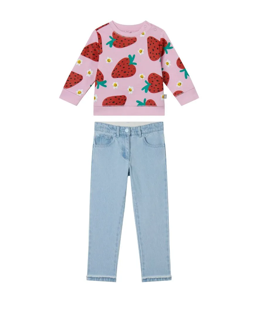Stella McCartney - stylizacja jeansowa dla dziewczynki Strawberries