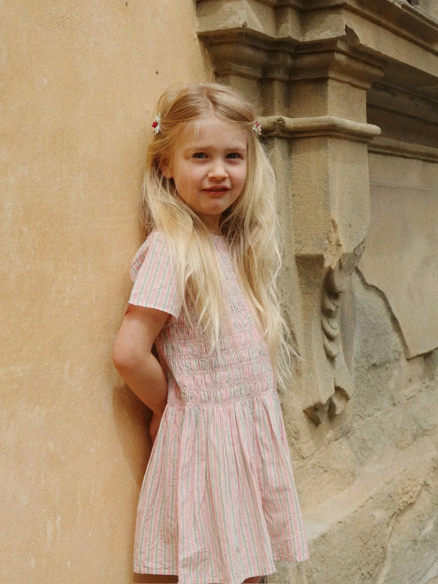 Konges Sløjd - bawełniana sukienka Luli Blush Stripe