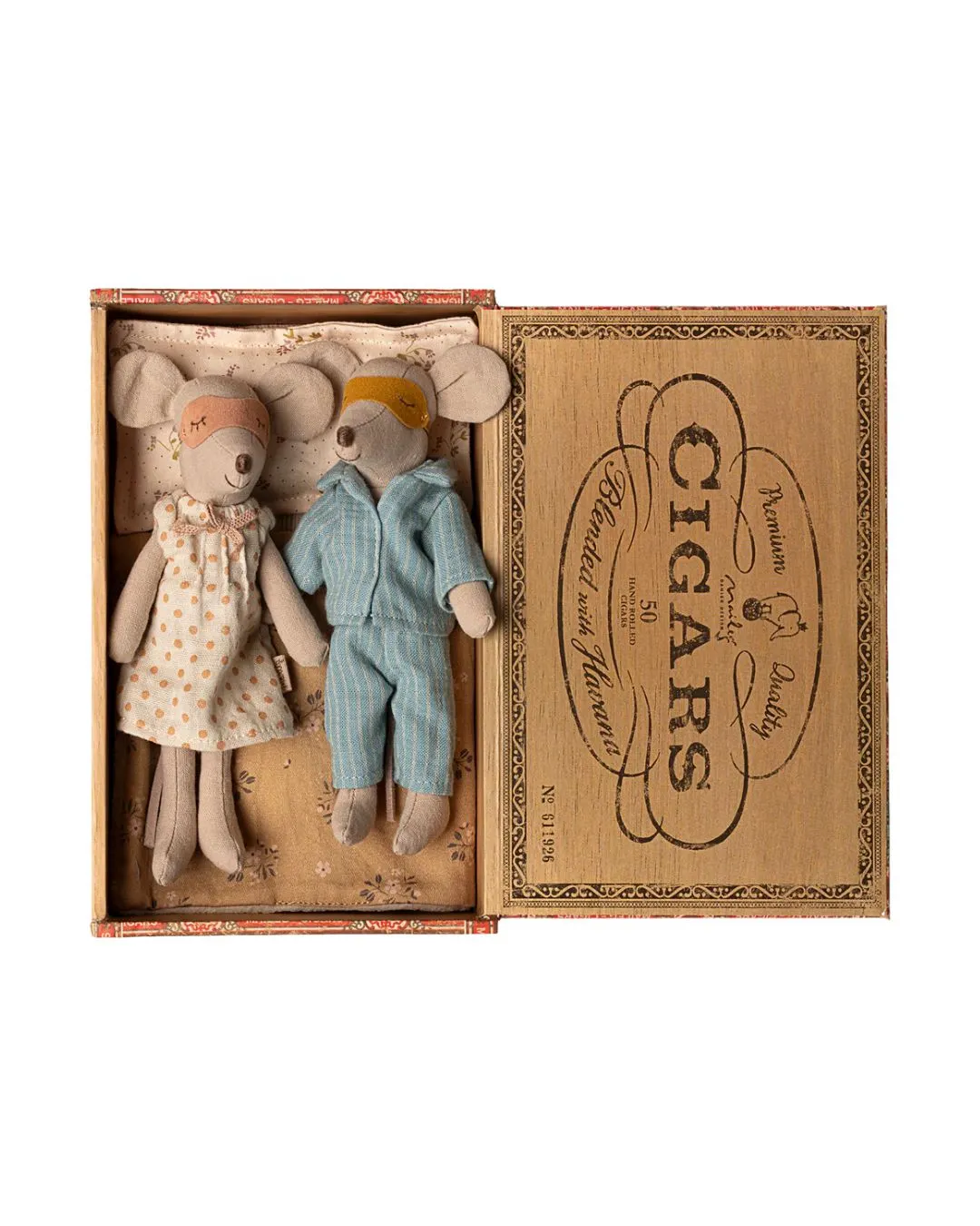 Maileg - myszka mama i tata w pudełku na cygara