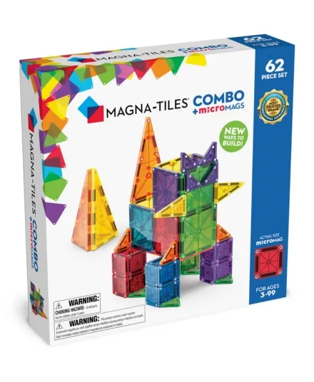 Magna-Tiles - klocki magnetyczne COMBO microMAGS 62 elementy