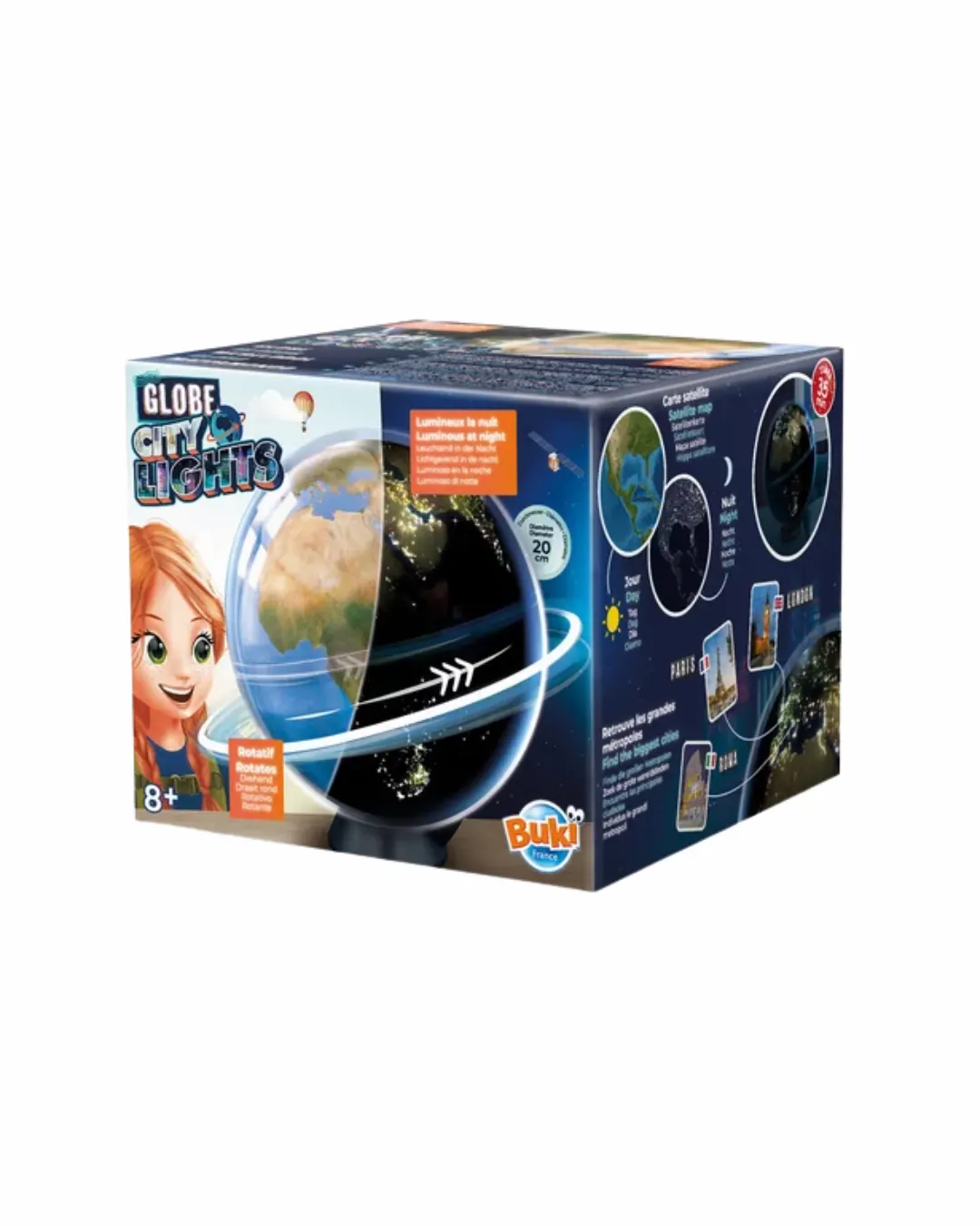 Buki - świecący i obracający się globus 2w1 Miasta Nocą