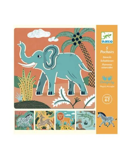 Djeco - szablony do odrysowywania dla dzieci dzikie zwierzęta Djeco - szablony do odrysowywania dla dzieci dzikie zwierzęta