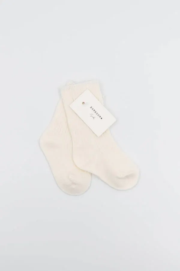 Bamboom - dziecięce skarpetki bambusowe prążkowane jasnokremowe Bamboom - dziecięce skarpetki bambusowe prążkowane jasnokremowe