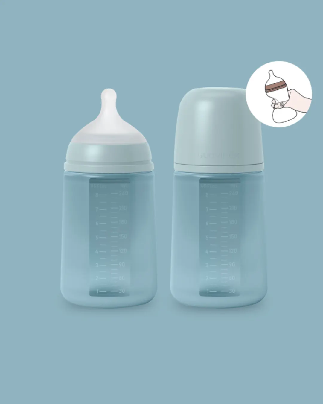 Suavinex - butelka silikonowa SX Pro średni przepływ 240 ml Colour Essence Niebieska