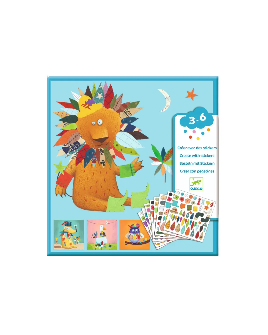 Djeco - zestaw artystyczny z naklejkami Zwierzęta Djeco - zestaw artystyczny z naklejkami Zwierzęta