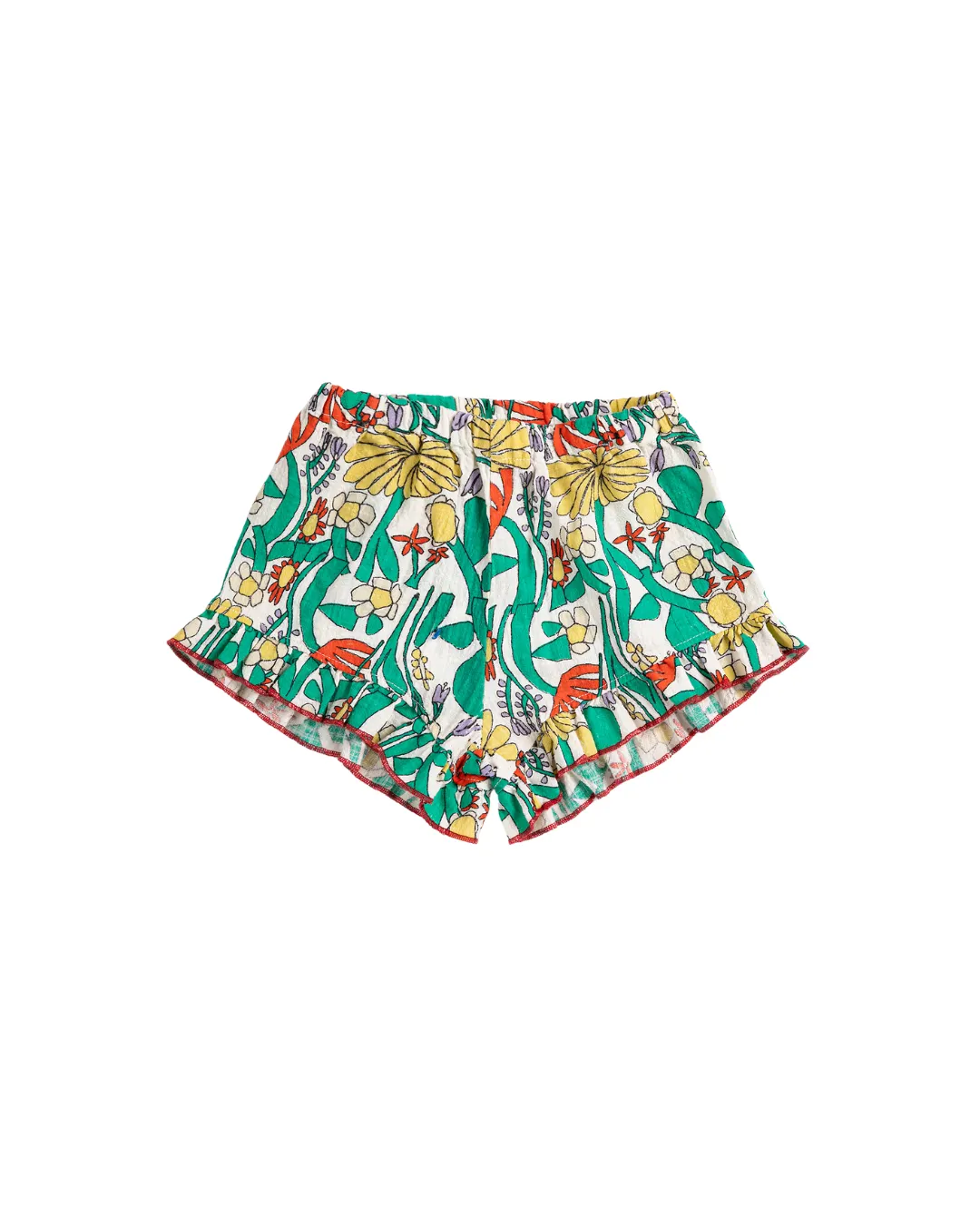 BOBO CHOSES - krótkie spodenki niemowlęce z falbanką Color Herbalist All Over