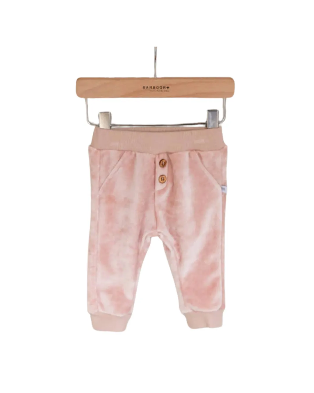 Bamboom - aksamitne spodenki ze ściągaczami jasnoróżowe