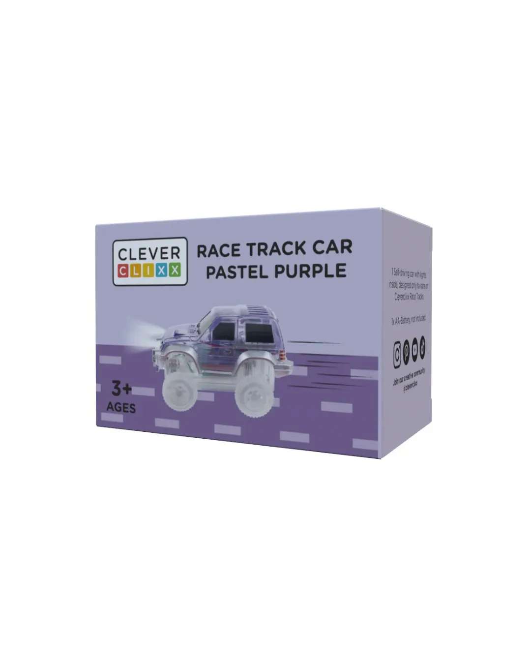 Cleverclixx - samochód wyścigowy Race Track Car Pastel Purple