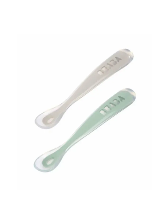 Beaba - zestaw 2 Łyżeczek silikonowych w podróżnym etui 4m+ (2 szt.) Sage Green Beaba - zestaw 2 Łyżeczek silikonowych w podróżnym etui 4m+ (2 szt.) Sage Green