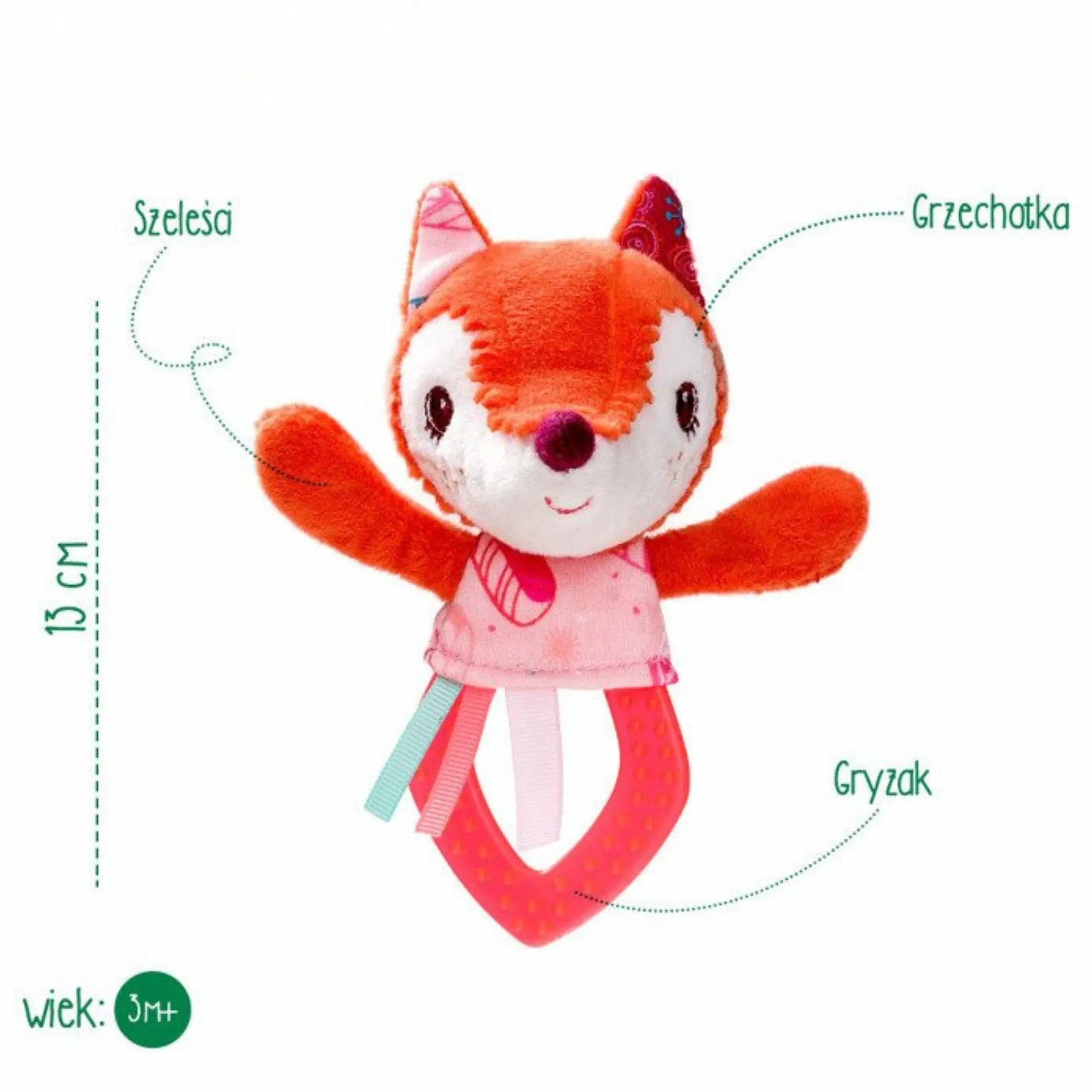 Lilliputiens - grzechotka z gryzakiem i szeleszczącą folią Lisiczka Alice 