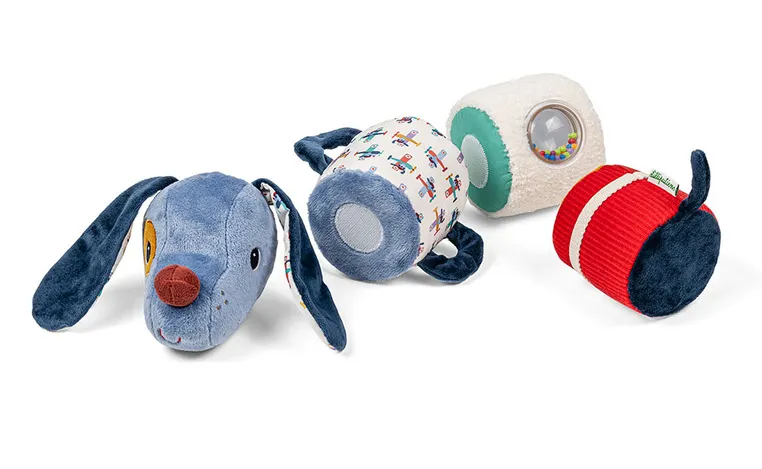 Lilliputiens - zabawka sensoryczna wałek dźwiękowy 4-elementowy Piesek Jules