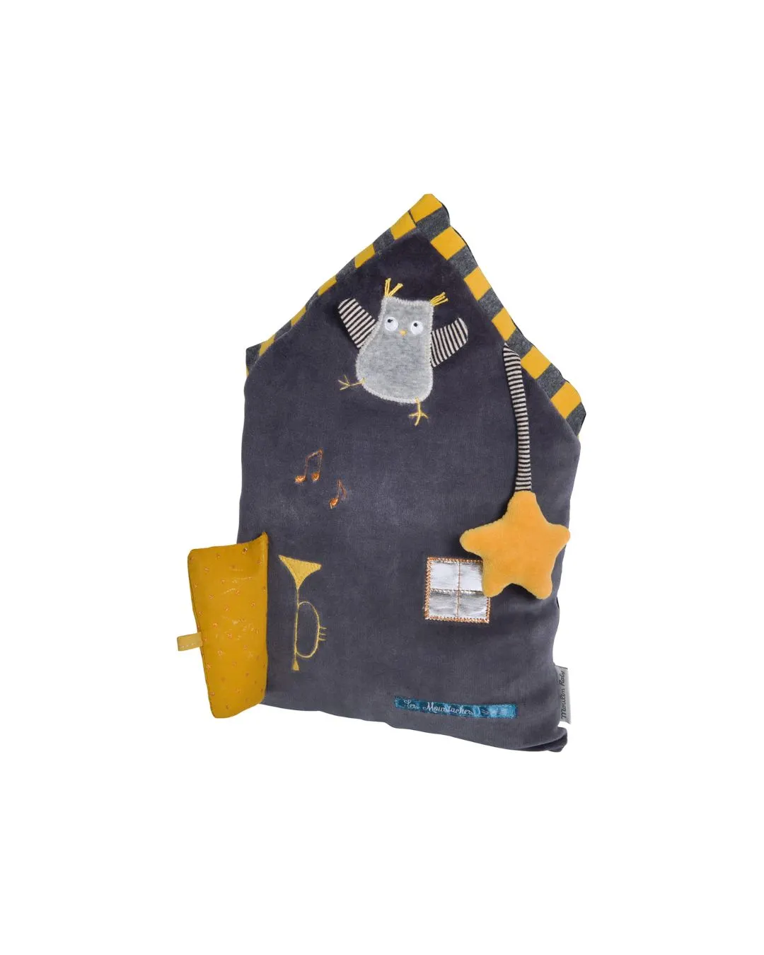 Moulin Roty - poduszka aktywizująca Domek szara Moulin Roty - poduszka aktywizująca Domek szara