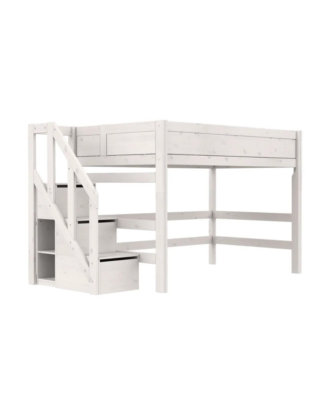 LIFETIME Kidsrooms - łóżko wysokie High Sleeper ze schodami 120x200 cm Whitewash Premium