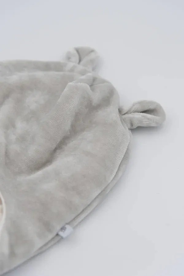 Bamboom - aksamitna welurowa czapka dziecięca z uszkami jasnoszara Bamboom - aksamitna welurowa czapka dziecięca z uszkami jasnoszara