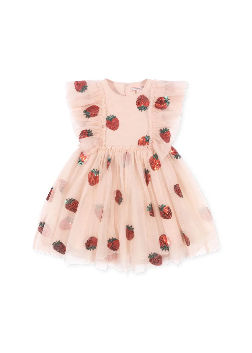 Konges Sløjd - sukienka dziecięca z falbanami Yvonne Frill Dress Strawberry