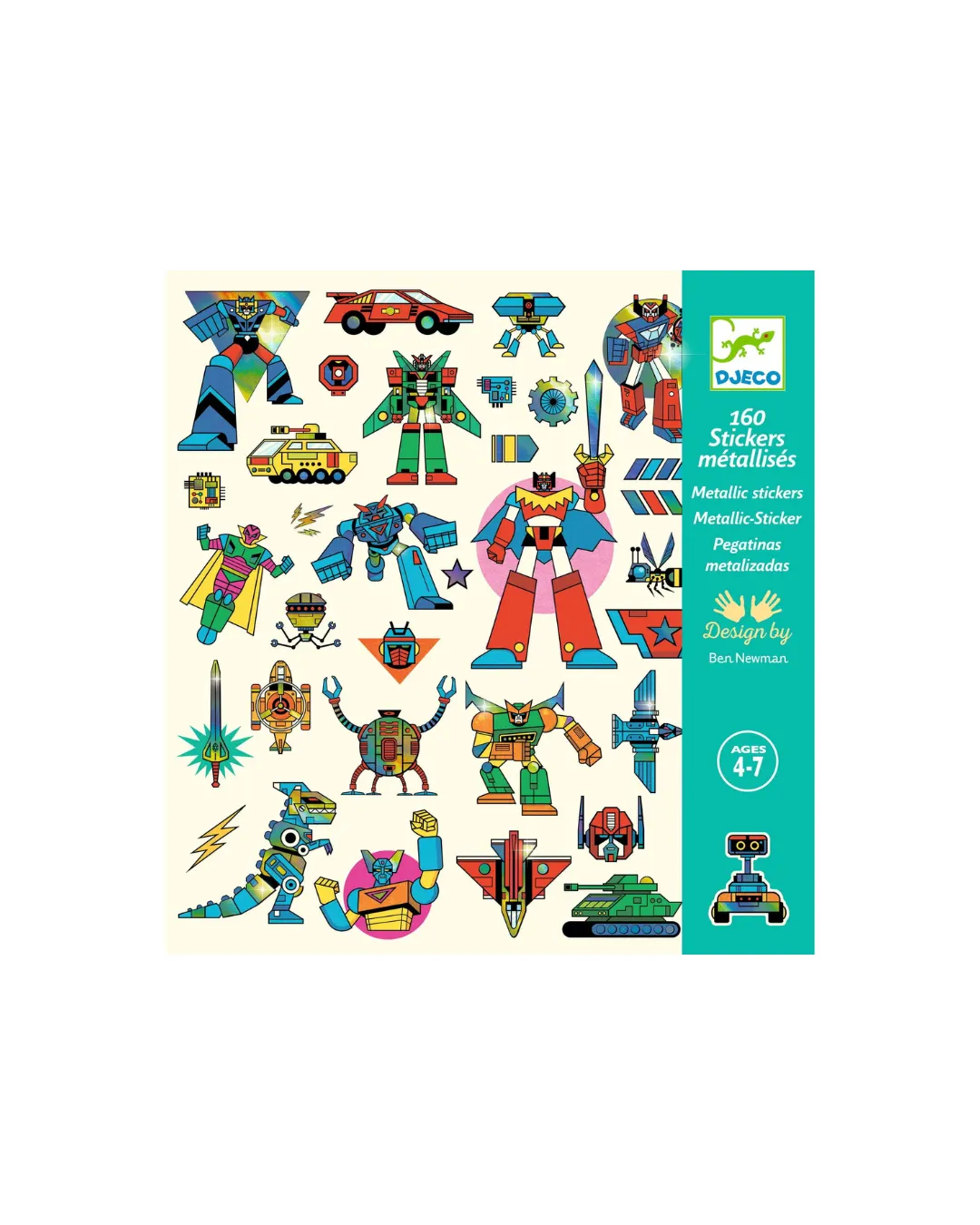 Djeco - metaliczne naklejki dla dzieci z motywem roboty
