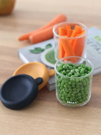 Beaba - zestaw pojemników słoiczków szklanych z zamknięciem 2 x 250 ml Night Blue Honey Beaba - zestaw pojemników słoiczków szklanych z zamknięciem 2 x 250 ml Night Blue Honey