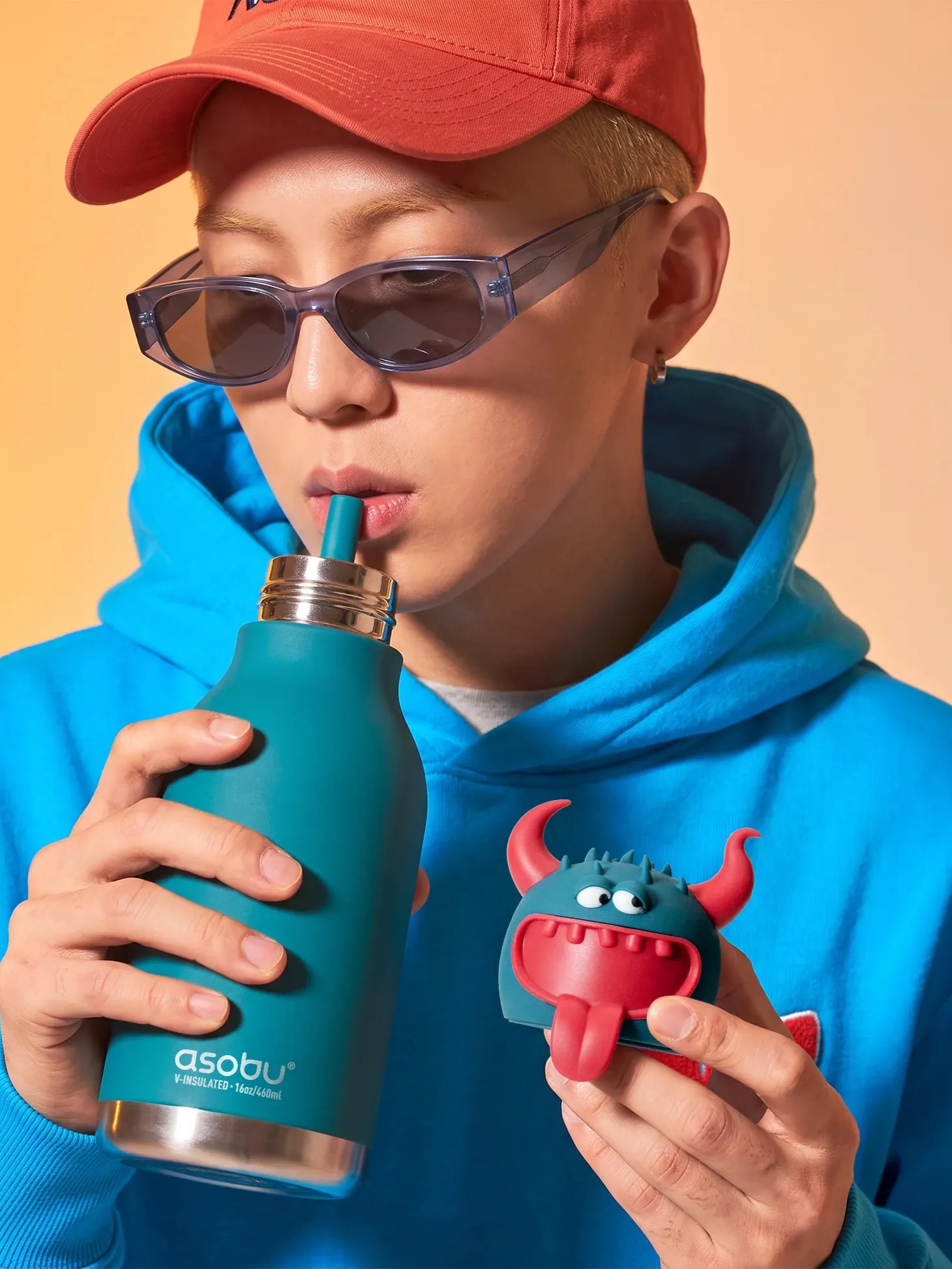 Asobu - butelka termiczna Asobu ze słomką Spookie Beast 460 ml